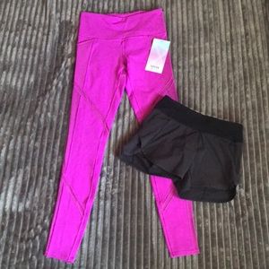 Leggings and shorts.